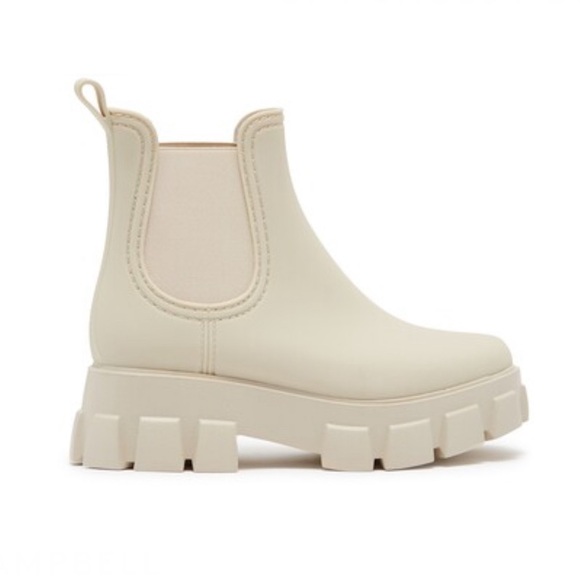 Jeffrey Campbell Platform Lug Rainboots Chelsea Boot Cream - Picture 1 of 11